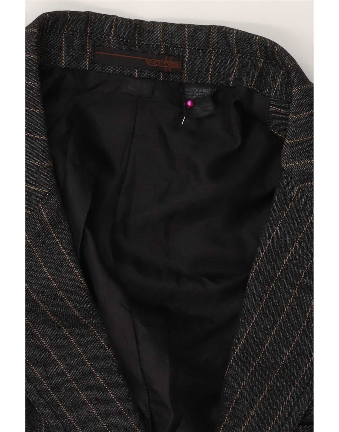 Giacca blazer da uomo Zara UK 38 Cotone a righe grigio medio