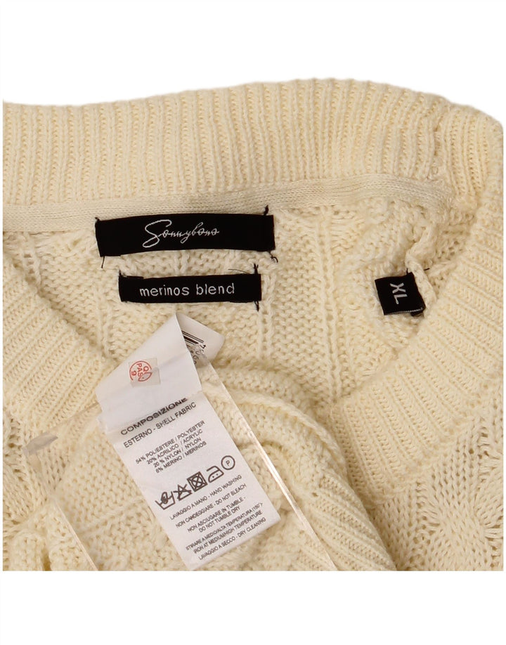 Maglione maglione girocollo da uomo Sonny Bono XL poliestere bianco sporco
