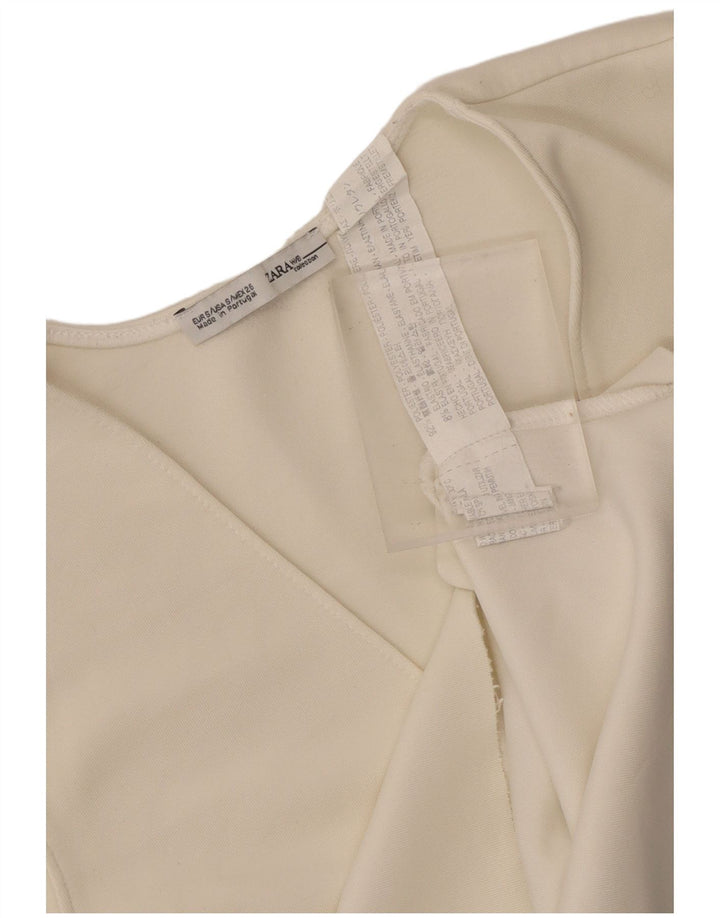 Top corto senza maniche da donna Zara in camicetta UK 8 Small poliestere bianco