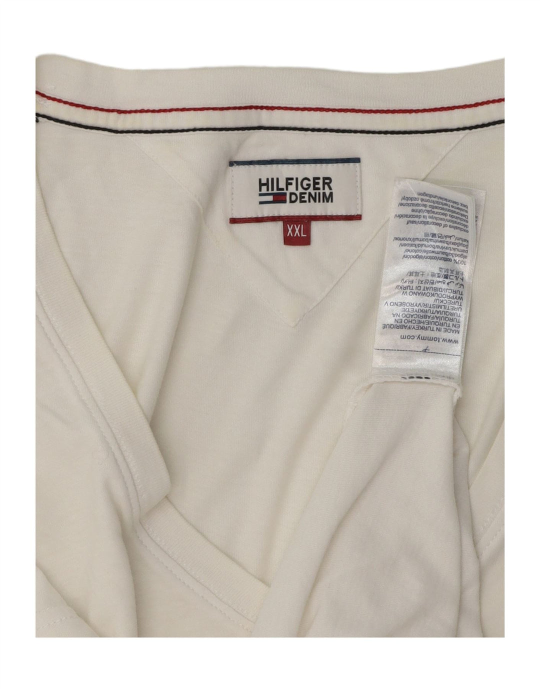 TOMMY HILFIGER T-shirt da uomo Top 2XL cotone bianco
