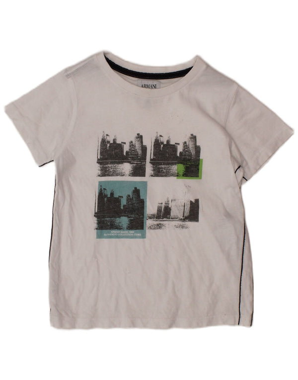 ARMANI JUNIOR T-shirt grafica per neonato 18-24 mesi in cotone bianco