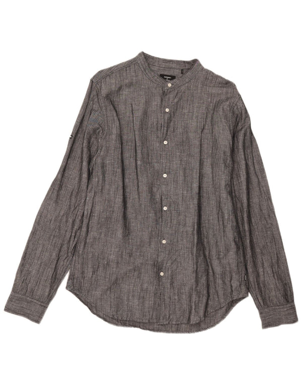 Camicia da uomo Superdry Large in lino grigio