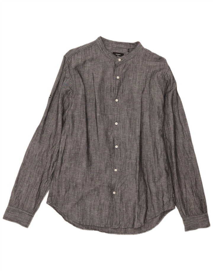 Camicia da uomo Superdry Large in lino grigio