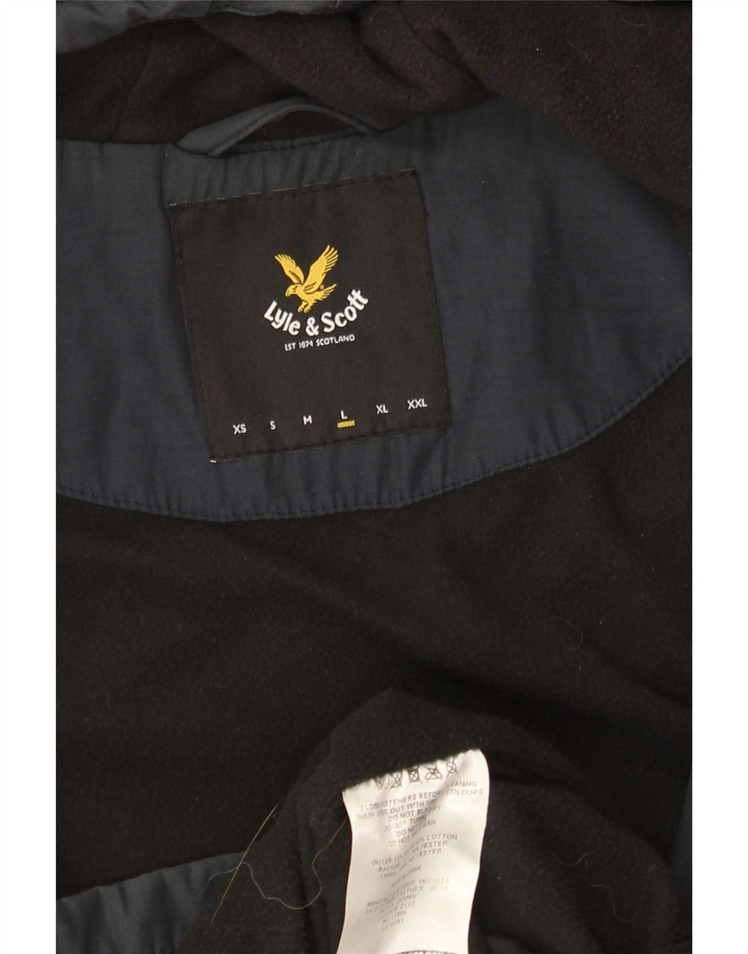Giacca a vento con cappuccio da uomo LYLE & SCOTT UK 40 Large in nylon blu navy