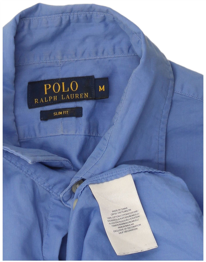 POLO RALPH LAUREN Camicia Uomo Slim Fit Cotone Blu Medio