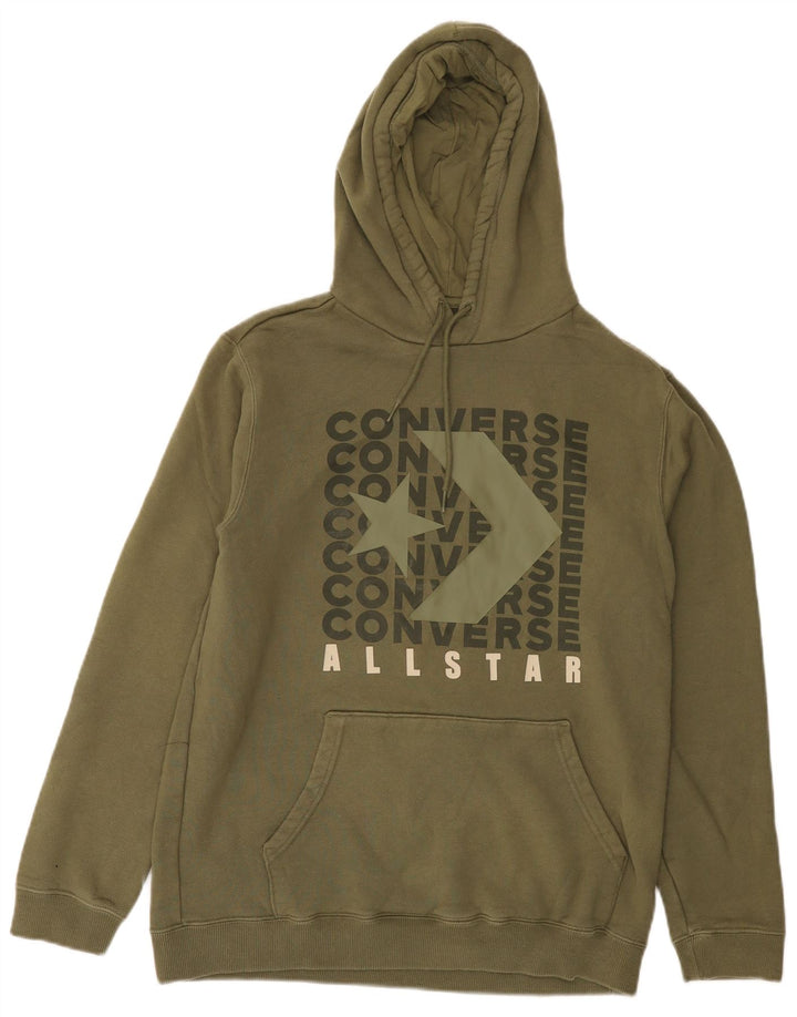 Felpa con cappuccio grafica da uomo Converse piccola in cotone kaki
