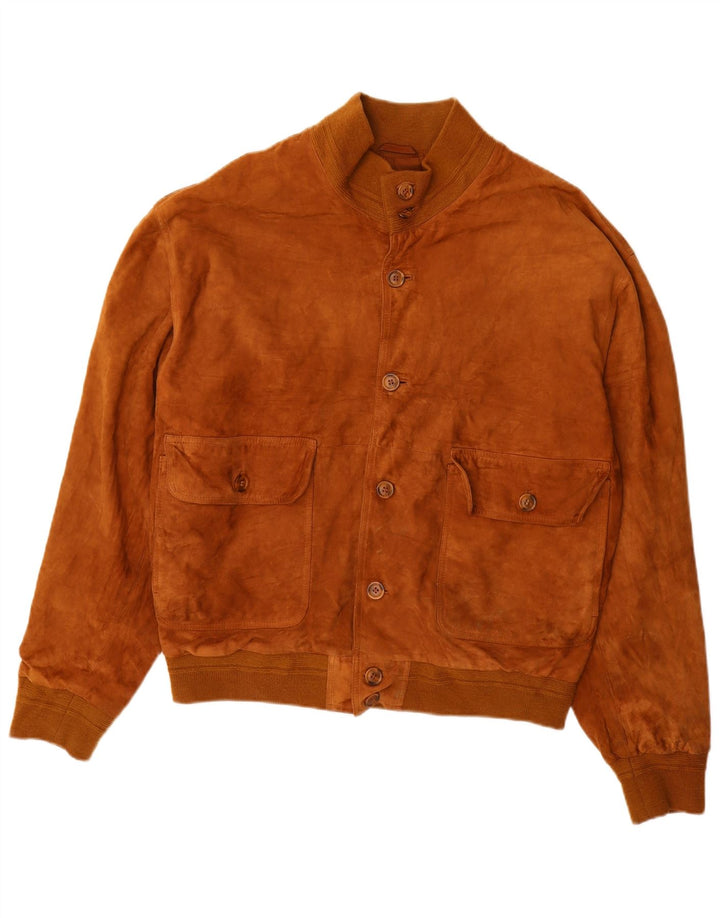 Giubbotto bomber da uomo in pelle scamosciata VINTAGE IT 52 XL in pelle marrone