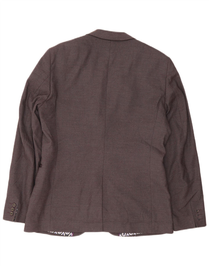 Giacca blazer da uomo a 2 bottoni Ted Baker taglia 4 grande poliestere viola moderno