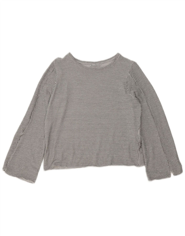 Top corto da donna Zara a maniche lunghe UK 14 grigio medio gessato