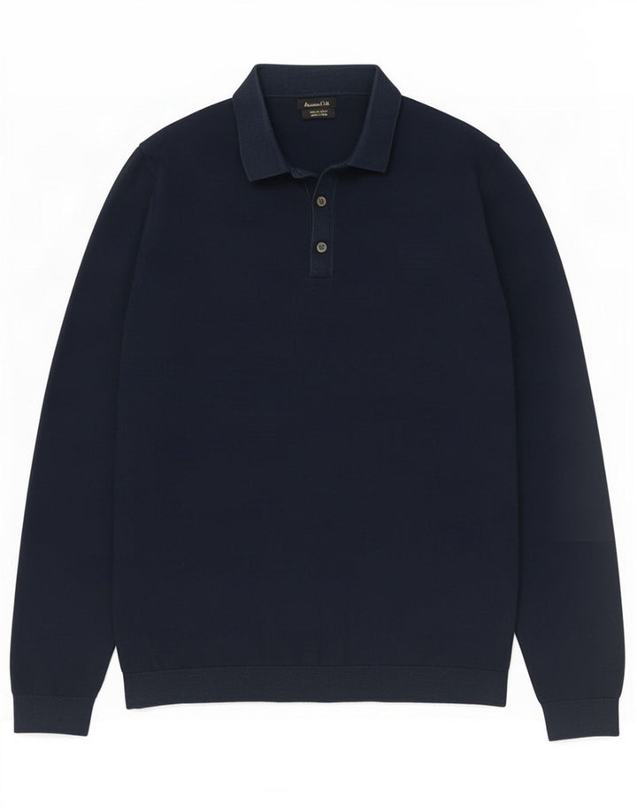 Massimo Dutti Maglione da uomo con collo alto piccolo in cotone blu navy