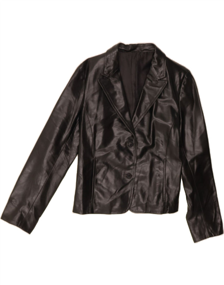 VINTAGE Womens Leather Jacket IT 46 Large Black Leather Vintage Vintage and Second-Hand Vintage from Messina Hembry 