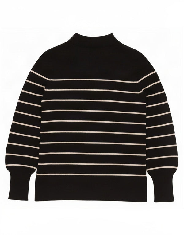 Maglione maglione a collo alto da donna Marks & Spencer UK 10 piccolo a righe nere
