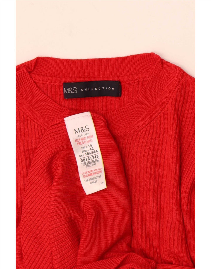 Maglione maglione girocollo da donna Marks & Spencer UK 14 grande viscosa rossa