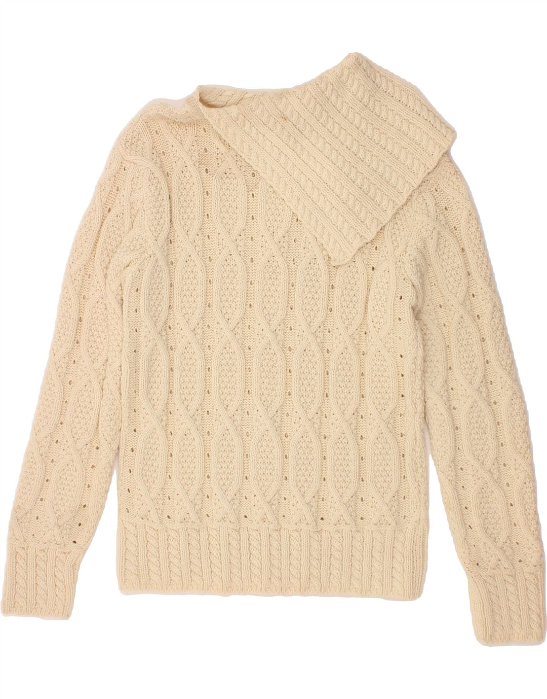 BLARNEY Womens Shawl Neck Jumper Sweater UK 14 Medium Beige Vintage Blarney and Second-Hand Blarney from Messina Hembry 