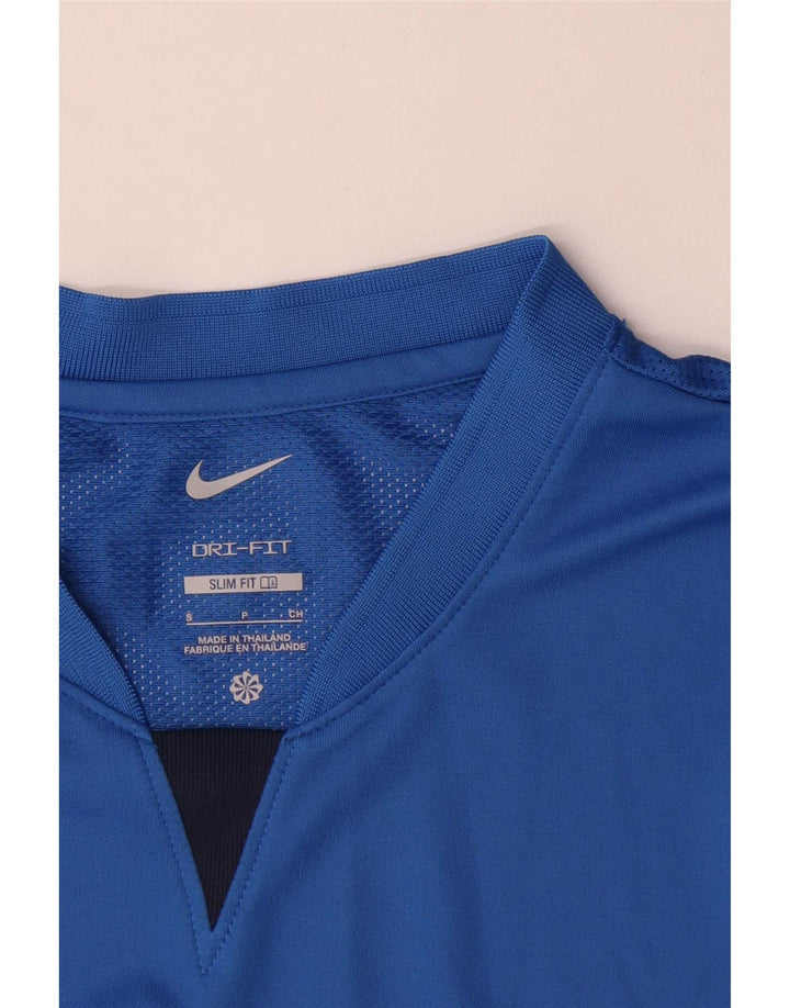 T-shirt Nike Dri Fit Slim Fit da uomo, piccola, in poliestere color block blu
