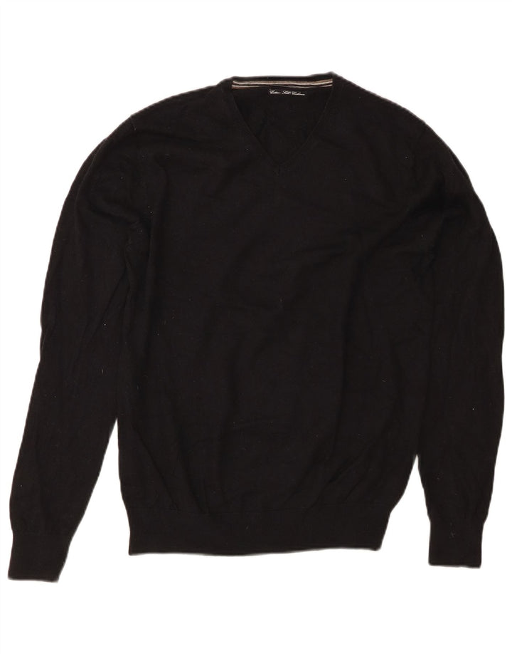 MASSIMO DUTTI Maglione da donna con scollo a V UK 14 Cotone nero medio