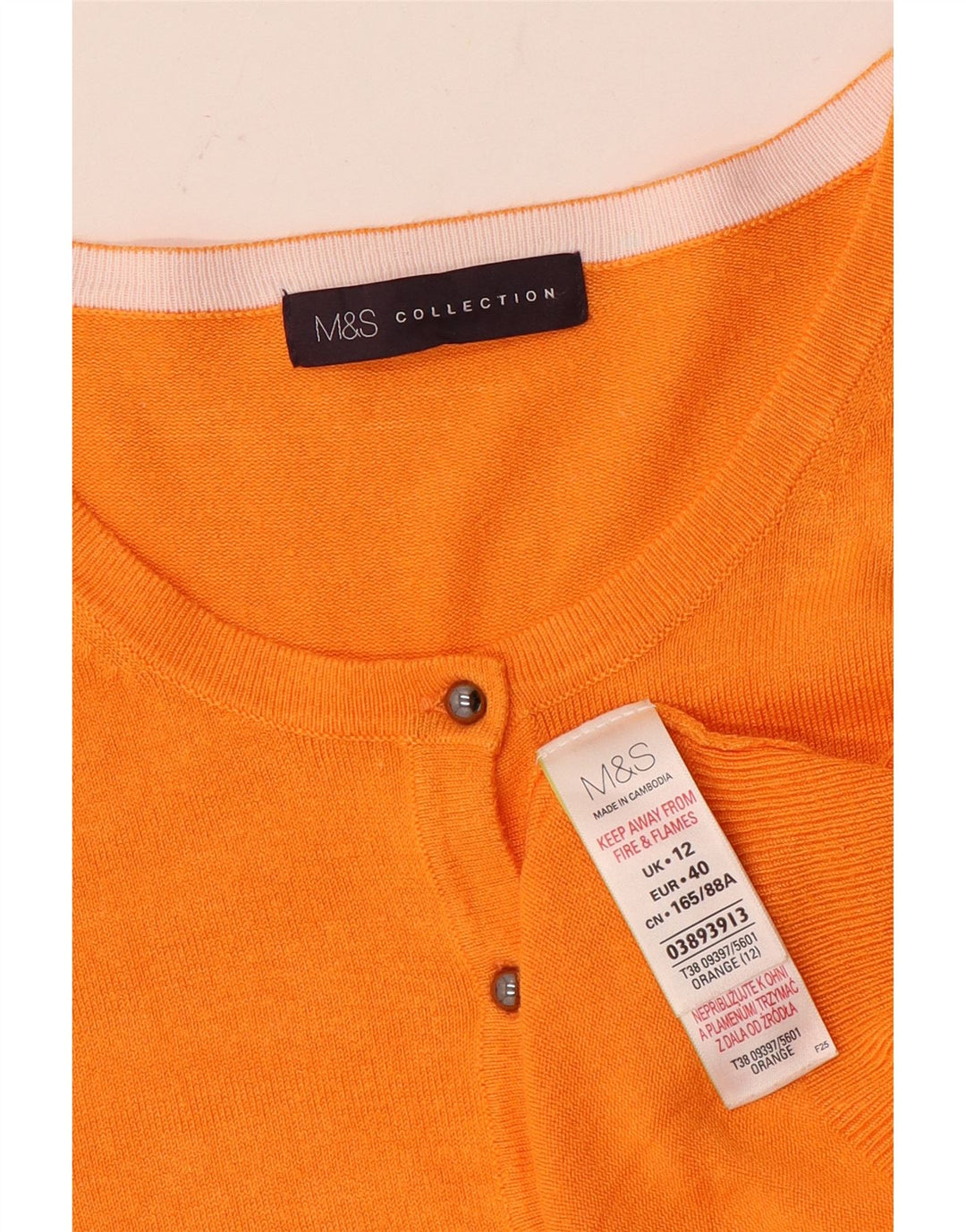 Maglione cardigan da donna Marks & Spencer UK 12 Viscosa arancione medio