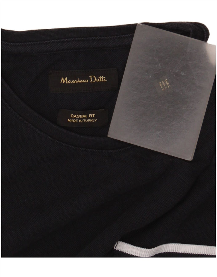 Massimo Dutti T-shirt casual da uomo, vestibilità larga, blu navy
