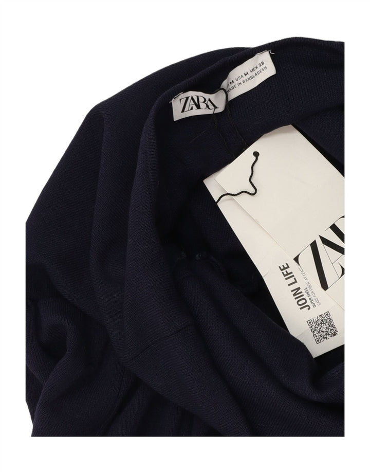 Gonna a trapezio a vita alta da donna Zara media W28 blu navy