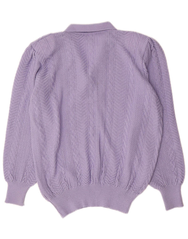 Maglione maglione con collo a scialle da donna Christian Dior UK 18 XL cotone viola