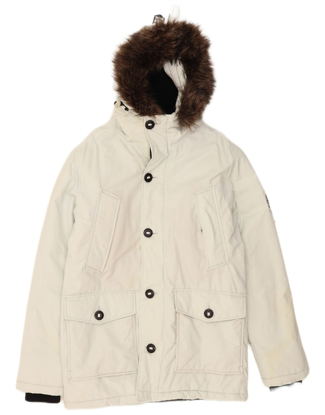 Giacca parka da uomo con cappuccio Superdry UK 36 Small Poliestere bianco
