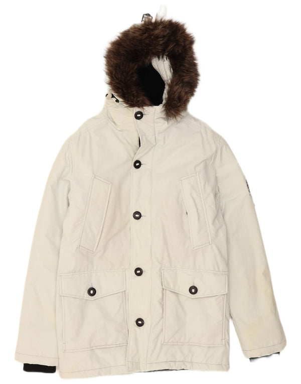 Giacca parka da uomo con cappuccio Superdry UK 36 Small Poliestere bianco