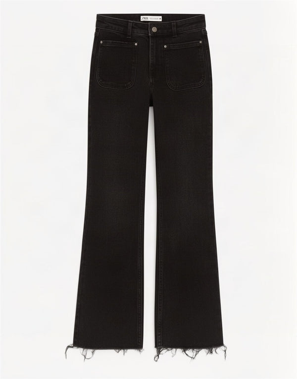 Jeans Bootcut da donna Zara EU 36 XS W26 L26 Cotone nero