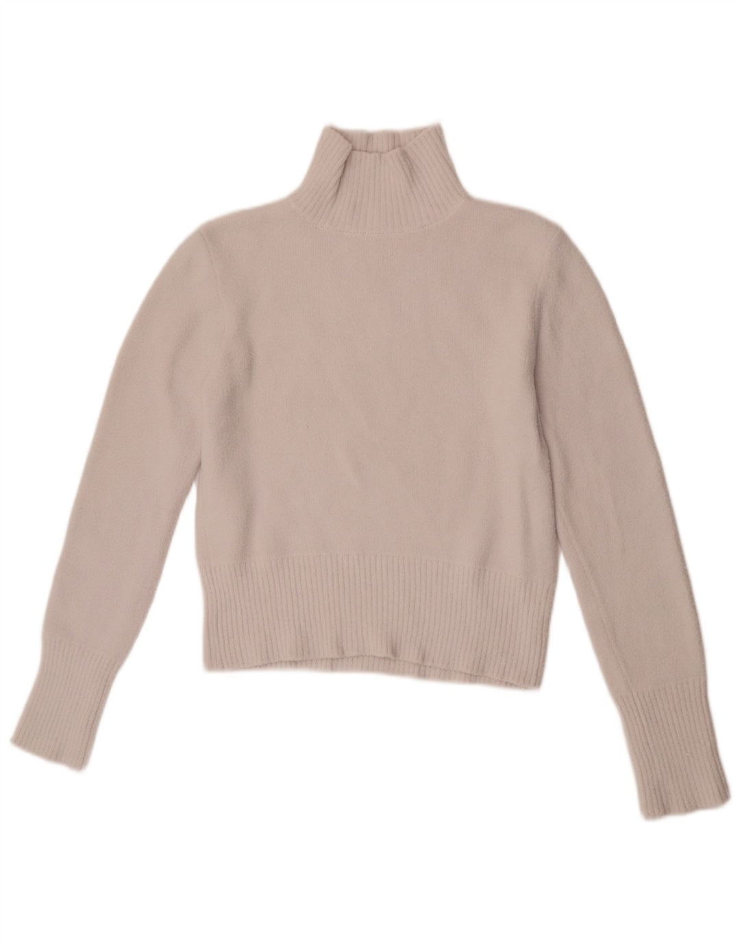 Maglione corto con collo alto da donna Zara UK 12 nylon bianco medio