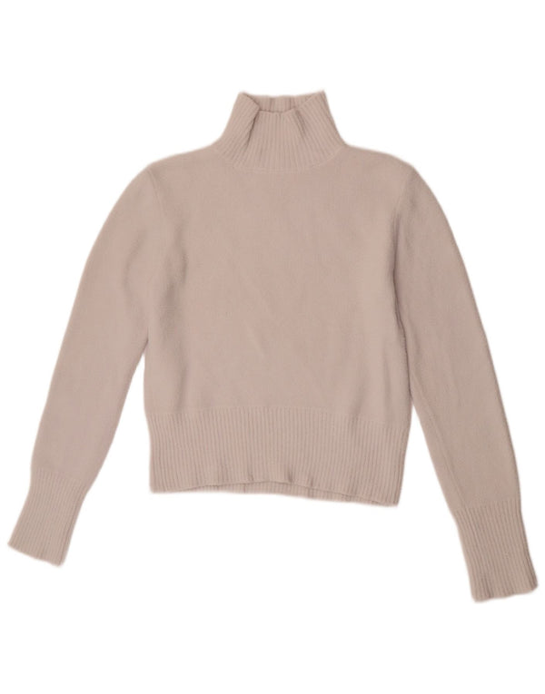 Maglione corto con collo alto da donna Zara UK 12 nylon bianco medio