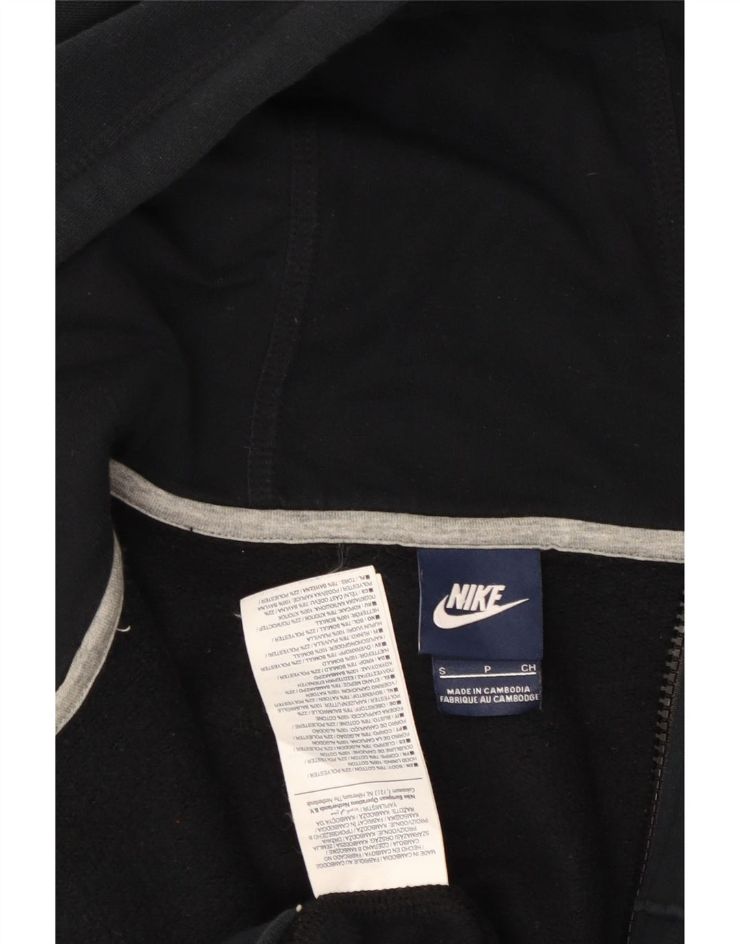Maglione con cappuccio e zip da uomo NIKE piccolo in cotone nero