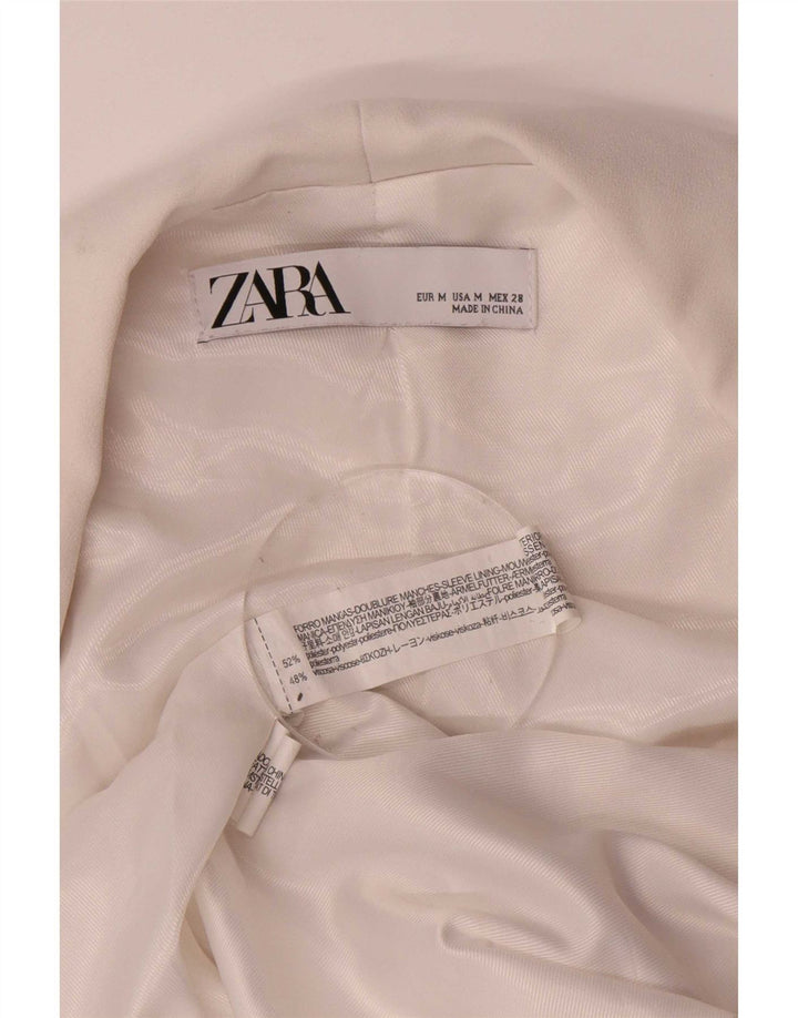 Giacca blazer aperta da donna con maniche a 3/4 Zara UK 14 poliestere bianco medio
