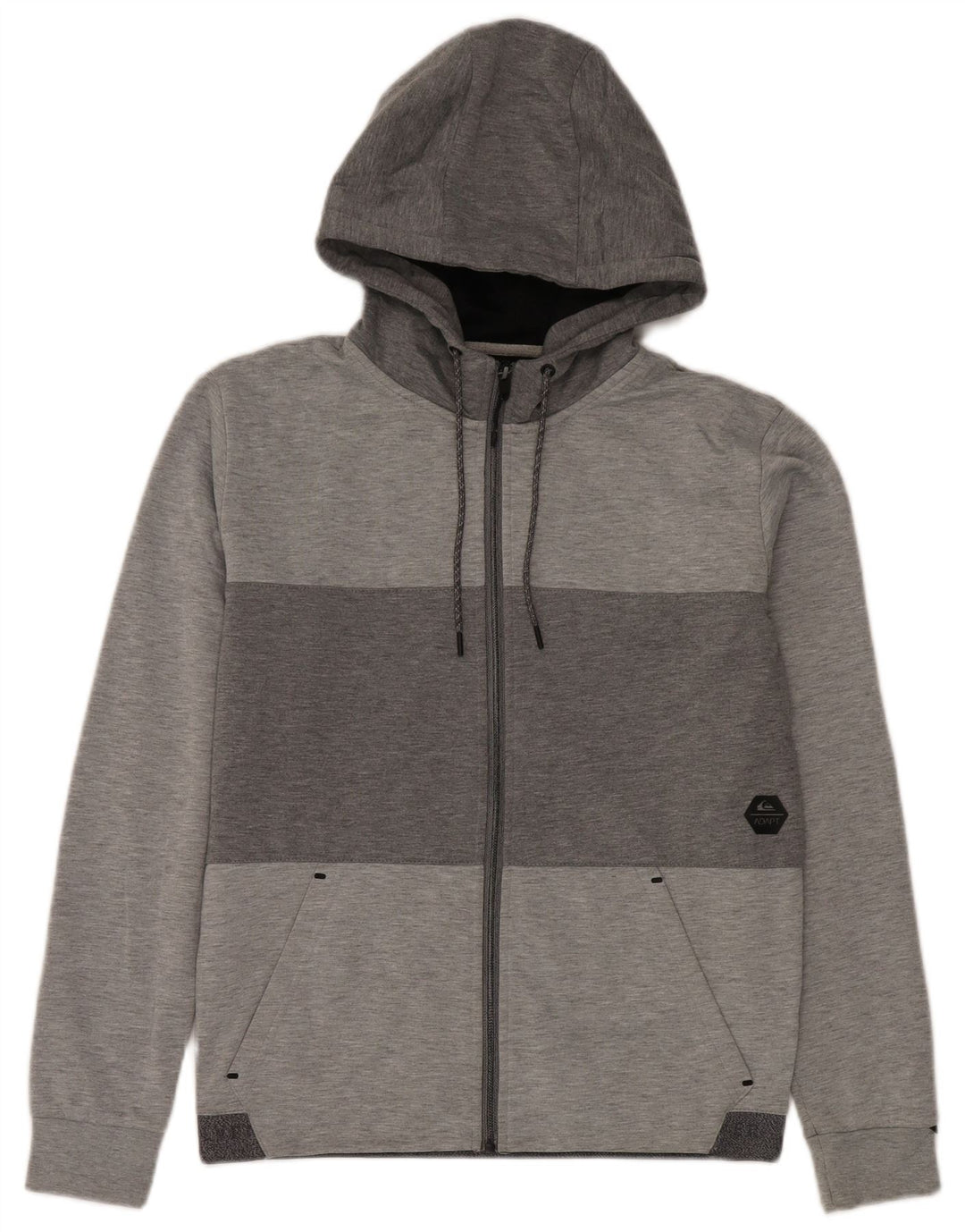 Maglione con cappuccio e zip da uomo Quiksilver piccolo in poliestere color block grigio