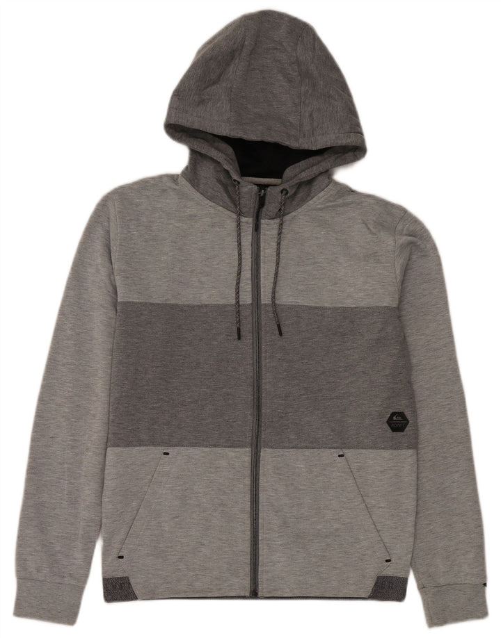 Maglione con cappuccio e zip da uomo Quiksilver piccolo in poliestere color block grigio