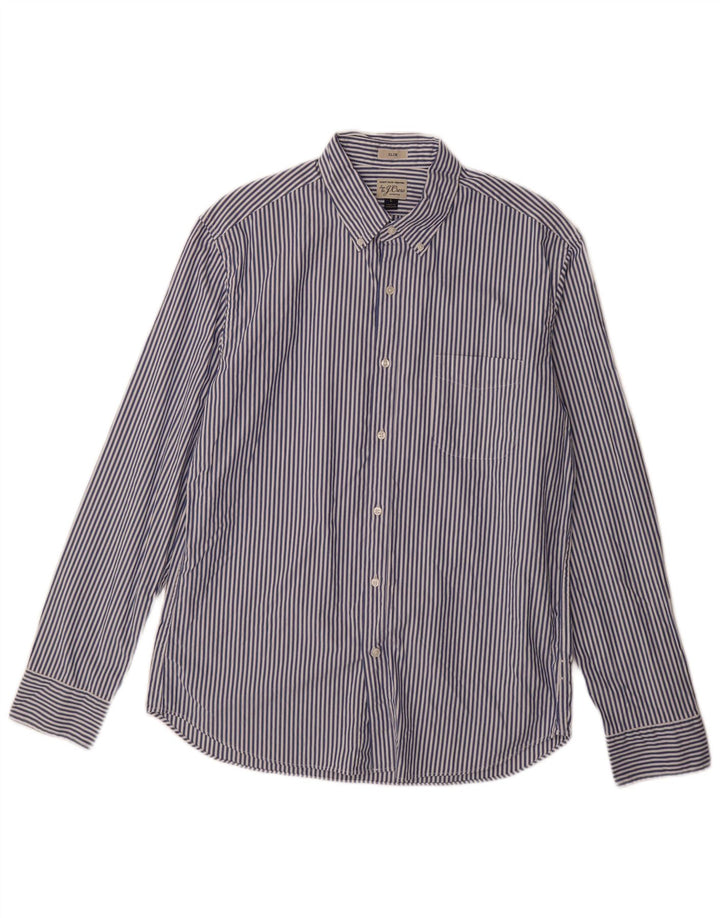 J. CREW Camicia slim da uomo grande cotone gessato blu navy