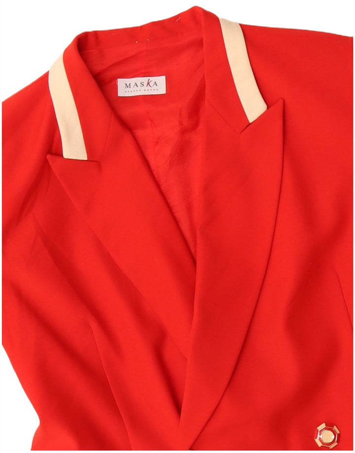 Cappotto doppiopetto da donna Maska UK 14 Lana vergine color block rosso medio