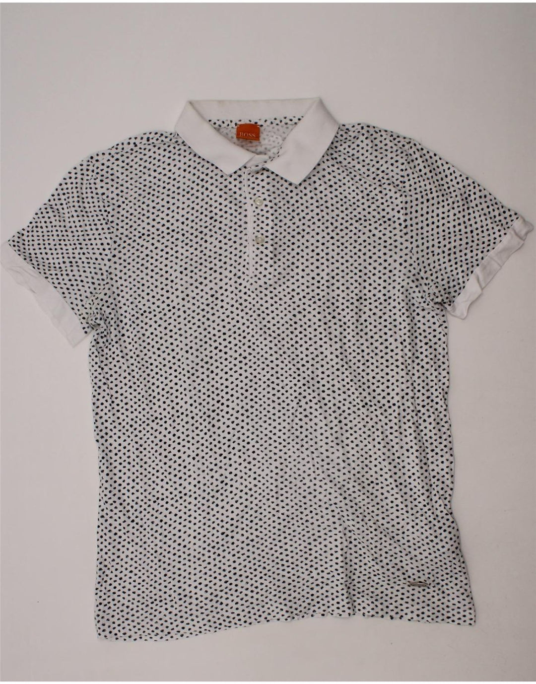 HUGO BOSS Mens Polo Shirt Small White Spotted Cotton Vintage Hugo Boss and Second-Hand Hugo Boss from Messina Hembry 