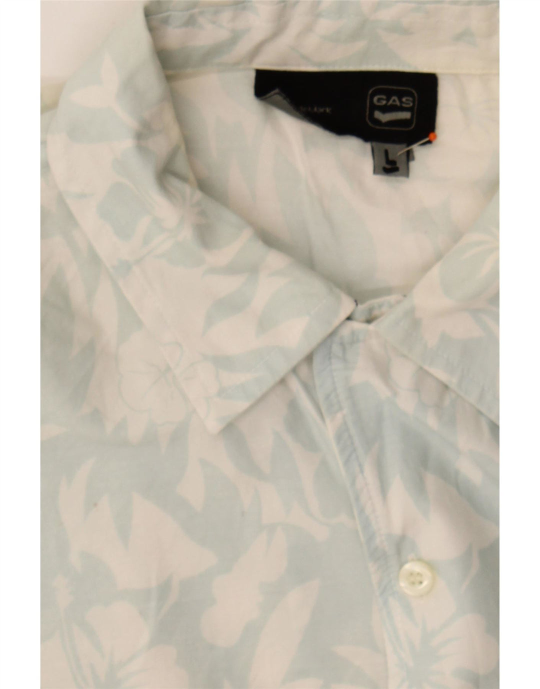 GAS Mens Short Sleeve Shirt Large Blue Floral Cotton Vintage Gas and Second-Hand Gas from Messina Hembry 