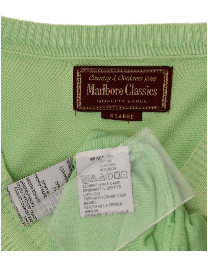 Marlboro Classics Maglione da uomo con scollo a V XL in cotone verde
