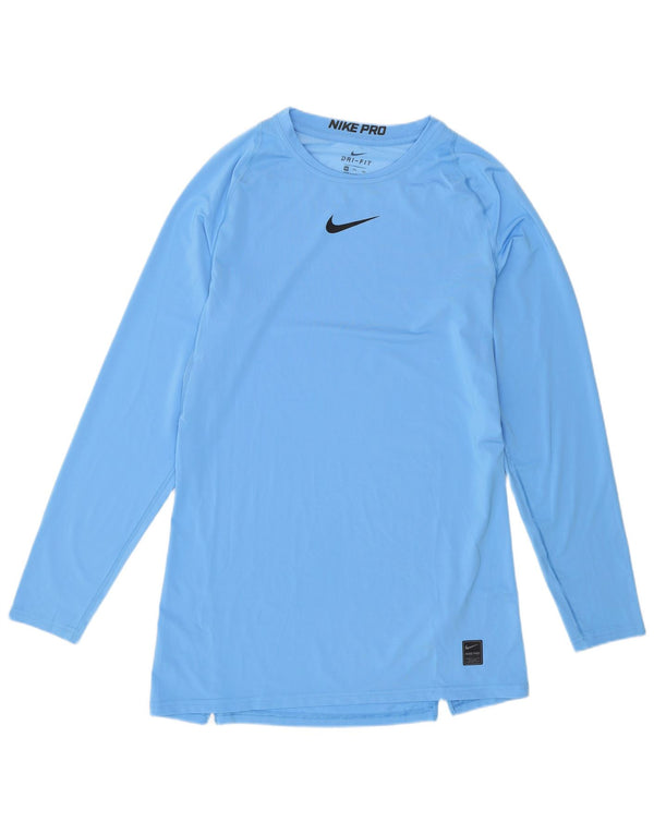 Top Nike Dri Fit da uomo a maniche lunghe 2XL blu poliestere