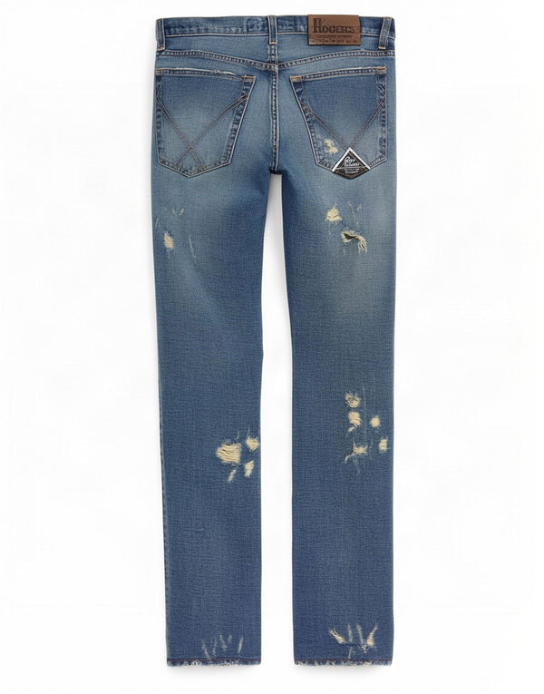 Roy Rogers Womens Distressed Bootcut Jeans W34 L32 Blue Cotton
