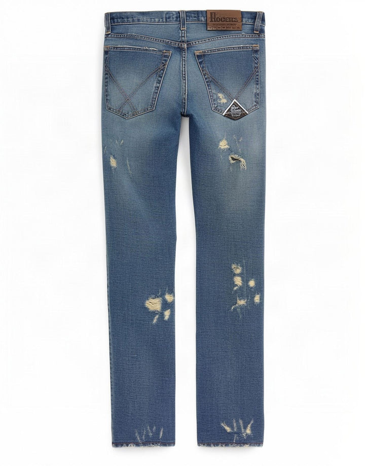 Jeans bootcut invecchiati da donna Roy Rogers W34 L32 cotone blu