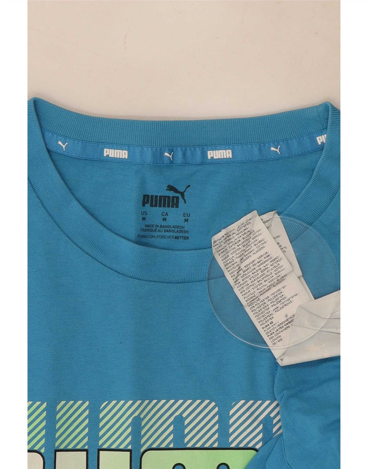 T-shirt grafica da uomo Puma Top in cotone blu medio