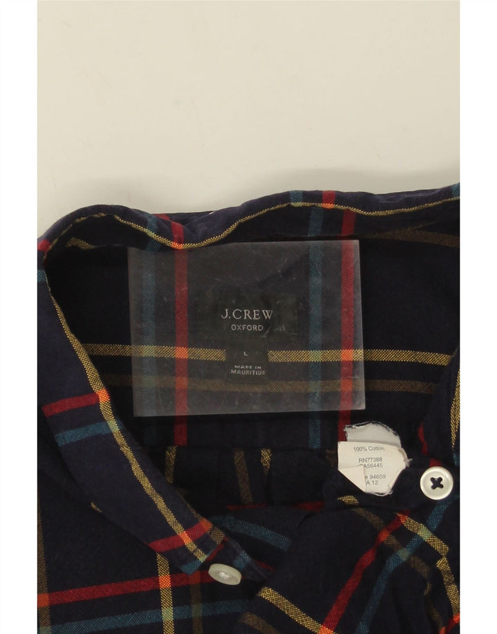 J. Crew Camicia da uomo in flanella di cotone a quadri blu navy grande