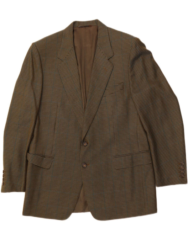 CANALI Mens 2 Button Blazer Jacket IT 54 2XL Khaki Houndstooth New Wool