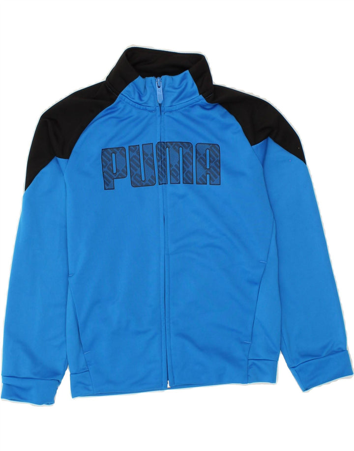 PUMA Boys Graphic Tracksuit Top Jacket 7-8 Years Blue Colourblock Vintage Puma and Second-Hand Puma from Messina Hembry 