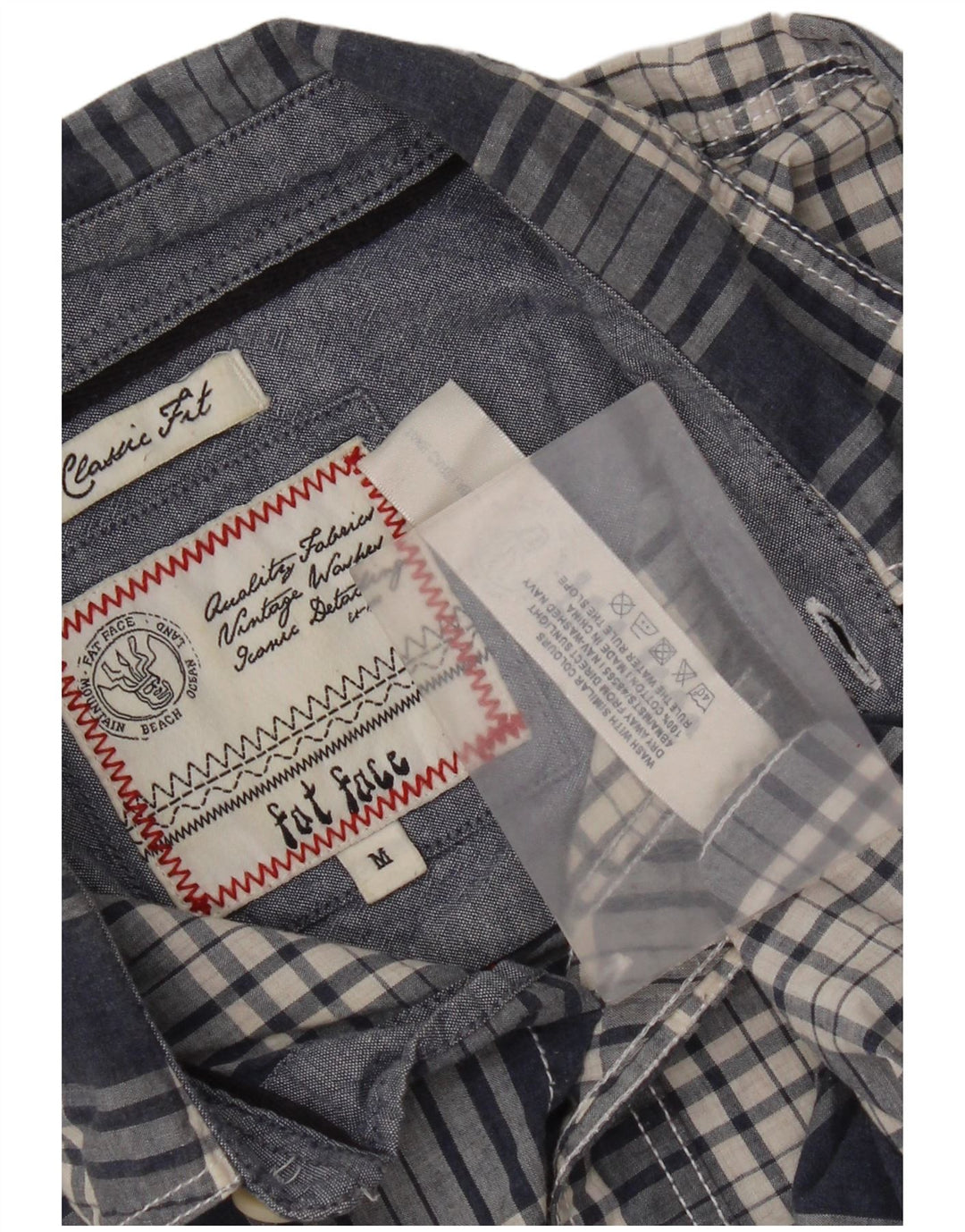 Camicia da uomo dal taglio classico Fat Face, cotone medio a quadri blu navy