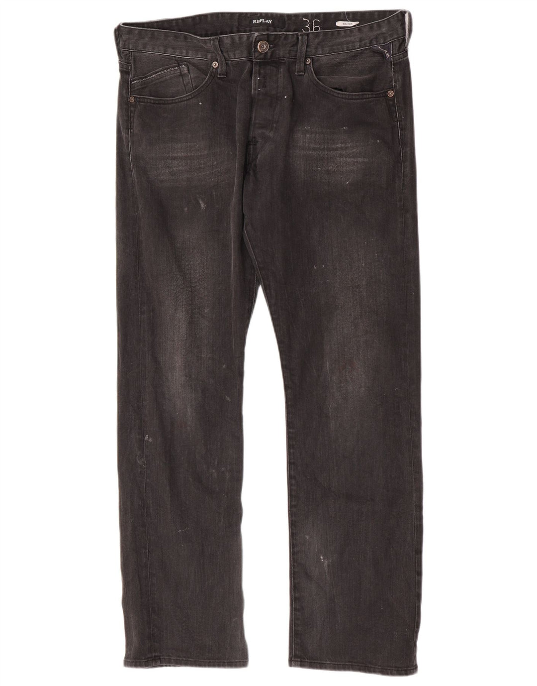Replay Jeans dritti Waitom da uomo W36 L32 cotone nero