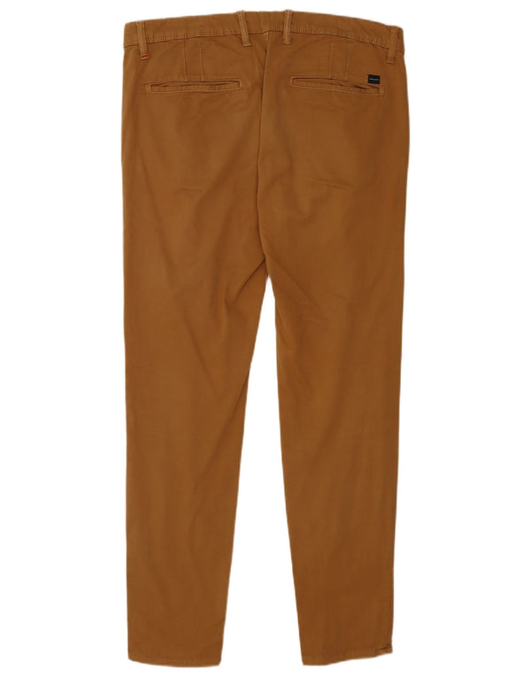 Pantaloni chino slim da uomo Zara EU 44 Large W34 L30 cotone marrone