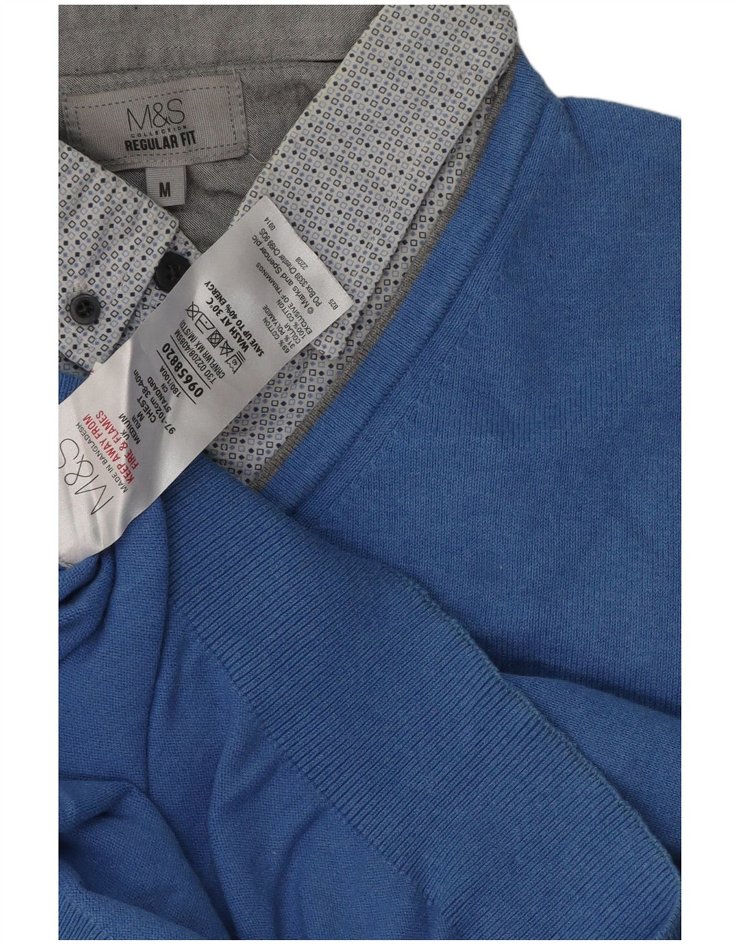 Maglione maglione collo alto da uomo Marks & Spencer blu medio classico