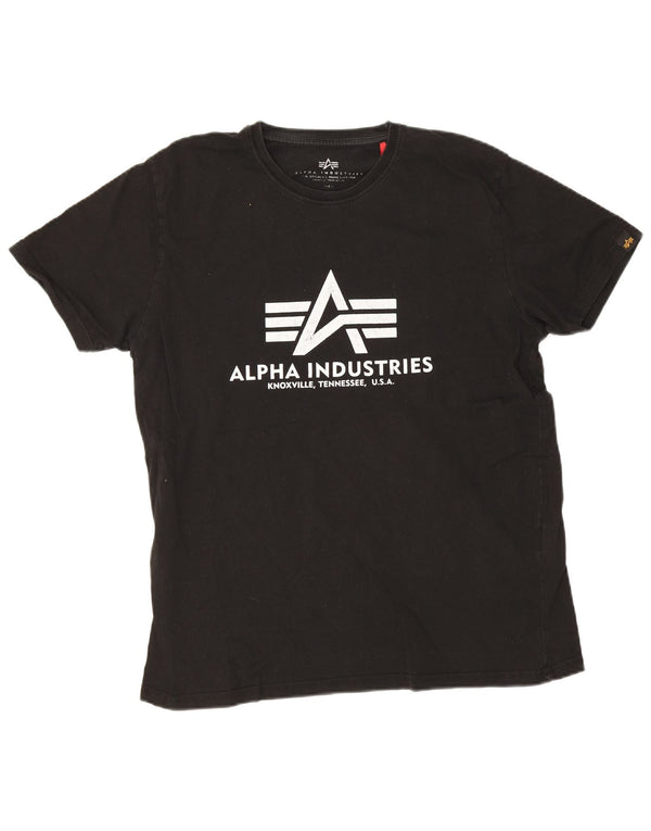 T-shirt grafica da donna Alpha Industries UK 16 grande cotone nero